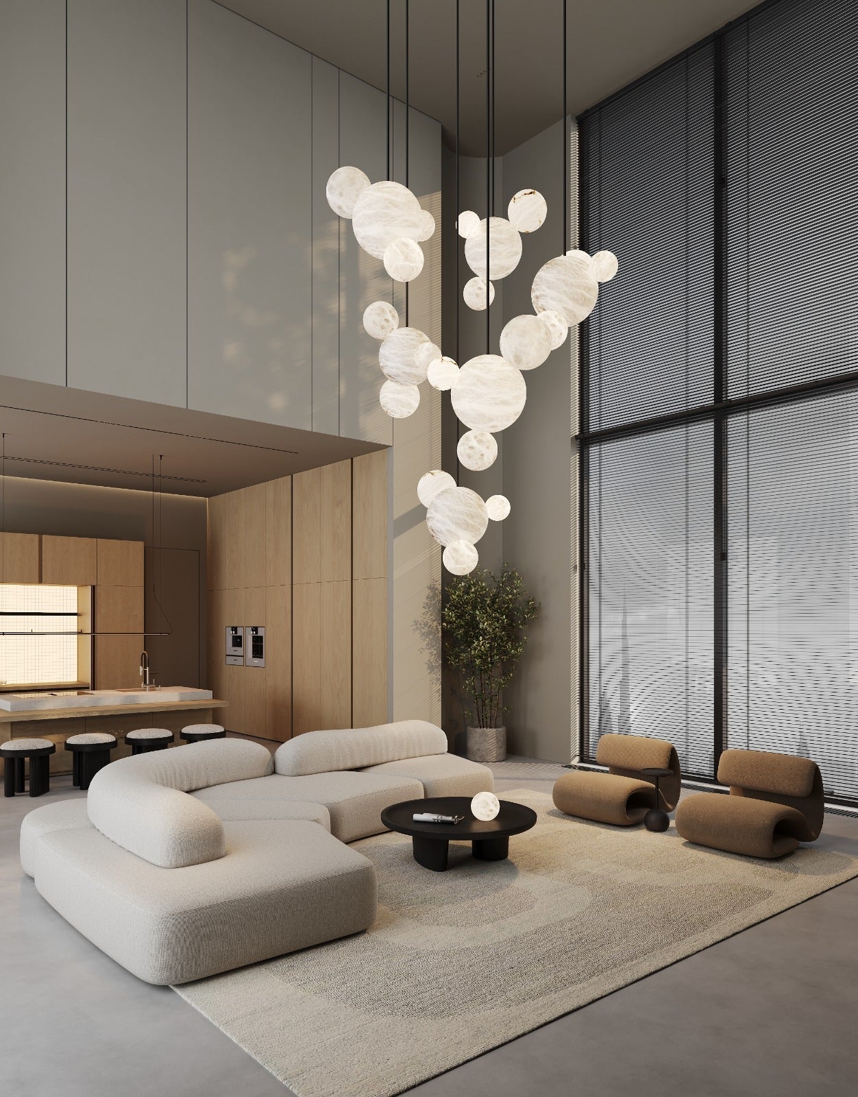 Minimalist Antique Alabaster Cluster Pendant Light Fixtures 6" Wide - 1P-D15CM/D5.91"White + Black RodBlushlighting