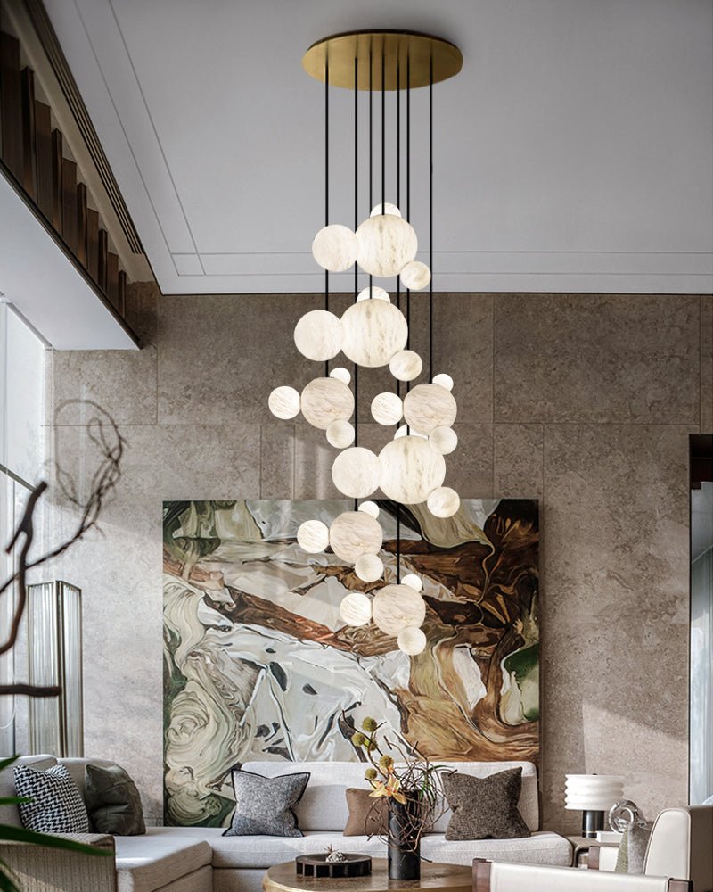Minimalist Antique Alabaster Cluster Pendant Light Fixtures 6" Wide - 1P-D15CM/D5.91"White + Black RodBlushlighting