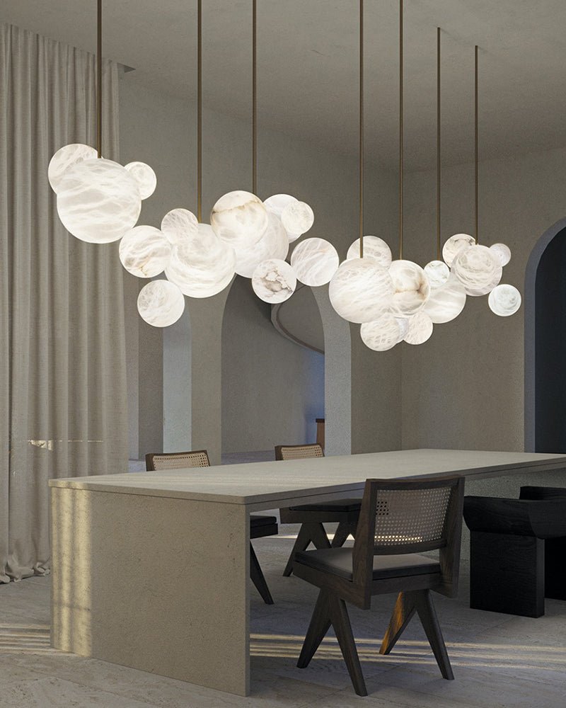 Minimalist Antique Alabaster Cluster Pendant Light Fixtures 6" Wide - 1P-D15CM/D5.91"White + Black RodBlushlighting