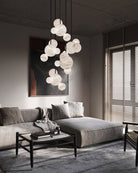 Minimalist Antique Alabaster Cluster Pendant Light Fixtures 6" Wide - 1P-D15CM/D5.91"White + Black RodBlushlighting