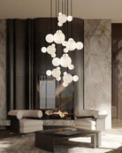 Minimalist Antique Alabaster Cluster Pendant Light Fixtures 6" Wide - 1P-D15CM/D5.91"White + Black RodBlushlighting