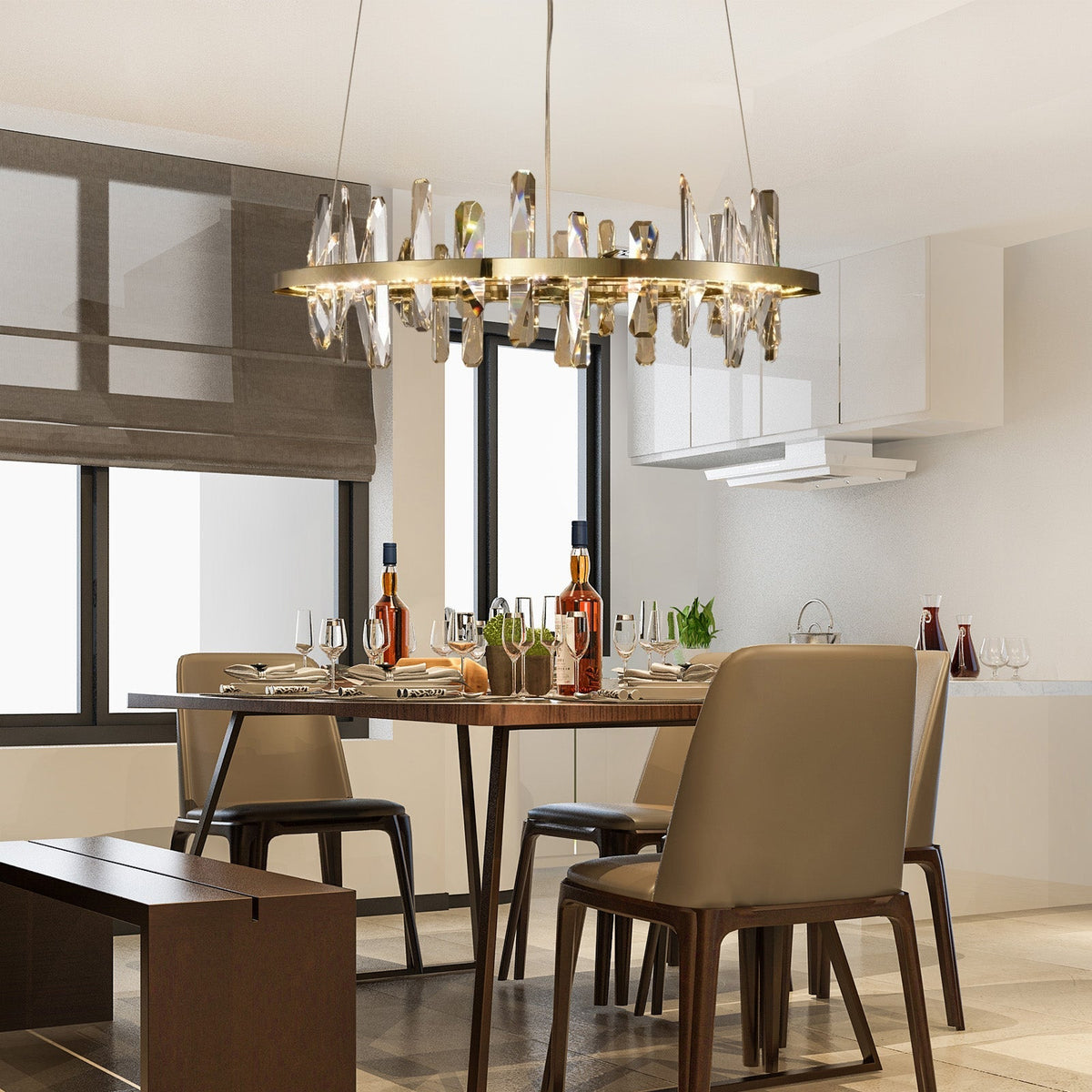 Mira Ring Crystal Chandelier - Ø23.6" × H9.8" (Ø60 × H25 cm)Blushlighting