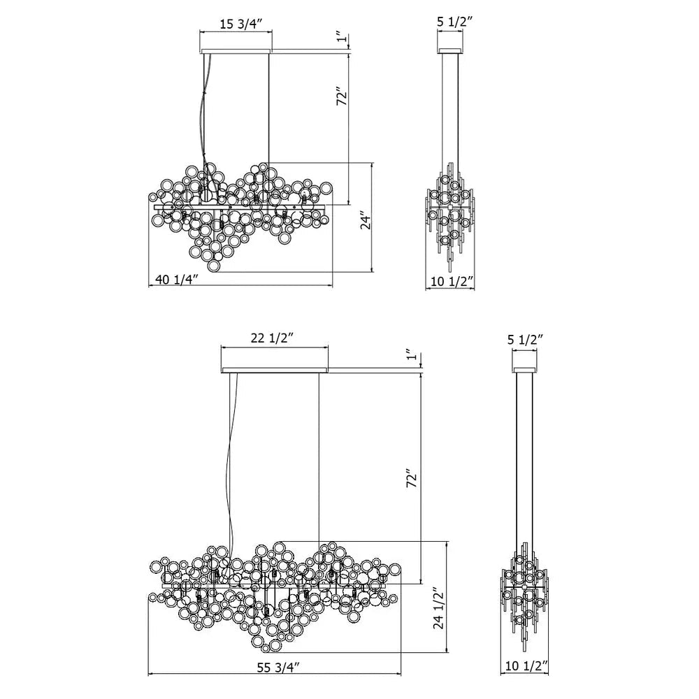 Mirella Trento Clustered Glass Linear Chandelier - 40.3”GoldBlushlighting