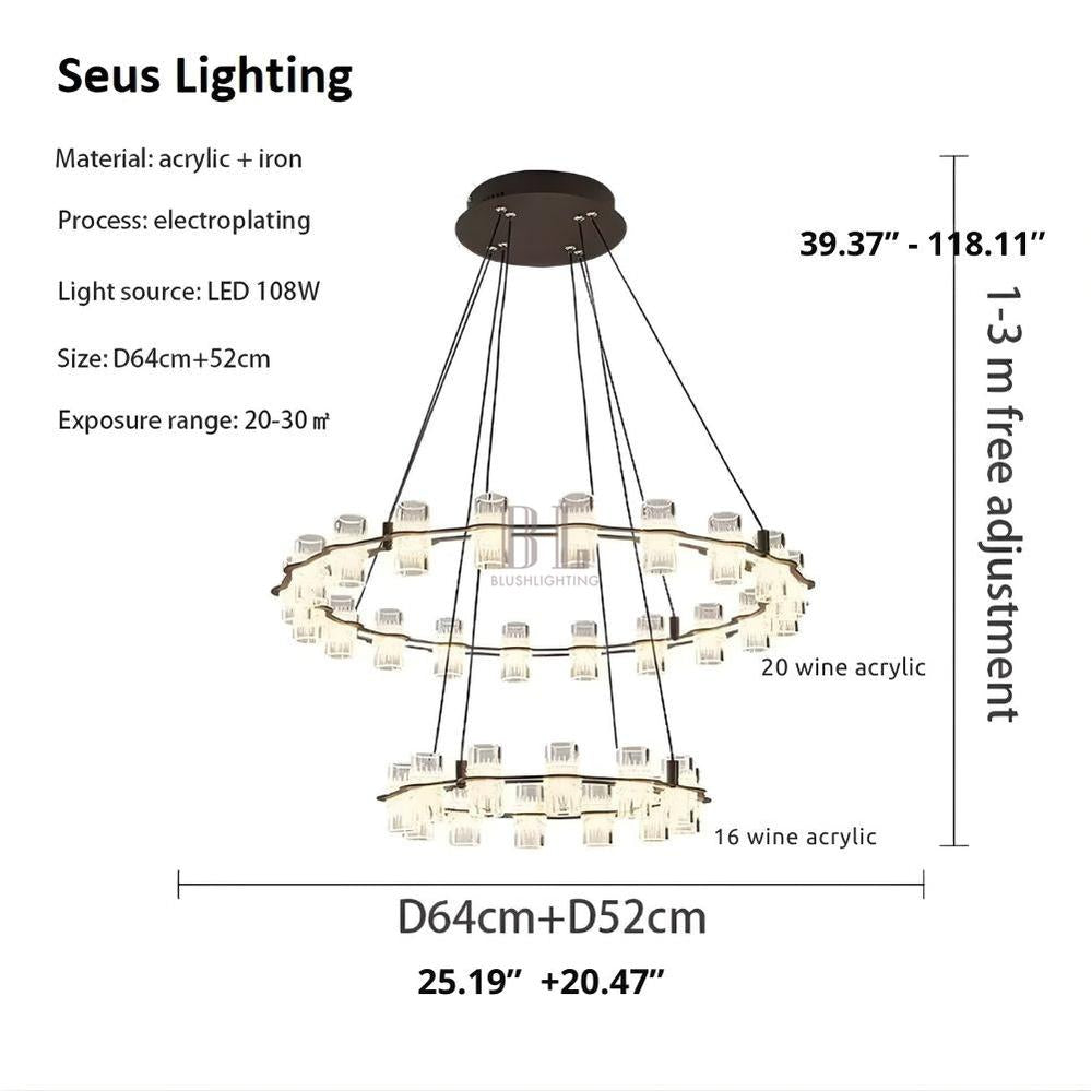 Misty 2 - Layer Ring Modern Retro Chandelier - 32 LightsBlushlighting