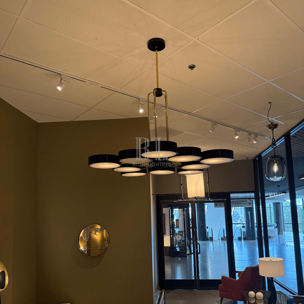Modern 10-Light Round Alabaster Cluster Chandelier for Low-ceiling - D44"*H42"(D111.76cm*H106.68cm)Warm LightBlushlighting