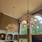Modern 2/3 Ring Glass Ball Chandelier for Low-ceiling - 2 Rings/D39.25"*H32.5"BrassDimmable Warm LightBlushlighting