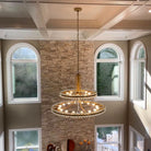 Modern 2/3 Ring Glass Ball Chandelier for Low-ceiling - 2 Rings/D39.25"*H32.5"BrassDimmable Warm LightBlushlighting