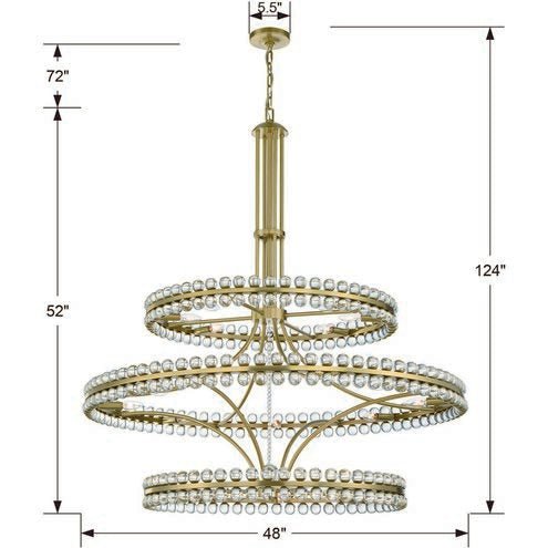 Modern 2/3 Ring Glass Ball Chandelier for Low-ceiling - 3 Rings/D48"*H52"/57kgBrassDimmable Warm LightBlushlighting