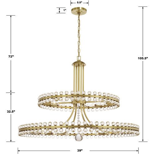 Modern 2/3 Ring Glass Ball Chandelier for Low-ceiling - 2 Rings/D39.25"*H32.5"BrassDimmable Warm LightBlushlighting