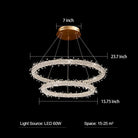Modern 3 - Ring Halo Crystal Chandelier for Living Room/Bedroom - 2 Rings/ D23.7"+D15.75"Warm LightBlushlighting