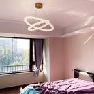 Modern 3 - Ring Halo Crystal Chandelier for Living Room/Bedroom - 1 Ring/D19.7"*H118.1"Warm LightBlushlighting