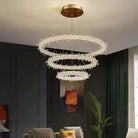 Modern 3 - Ring Halo Crystal Chandelier for Living Room/Bedroom - 1 Ring/D19.7"*H118.1"Warm LightBlushlighting