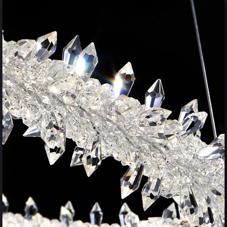 Modern 3 - Ring Halo Crystal Chandelier for Living Room/Bedroom - 1 Ring/D19.7"*H118.1"Warm LightBlushlighting
