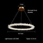 Modern 3 - Ring Halo Crystal Chandelier for Living Room/Bedroom - 1 Ring/D19.7"*H118.1"Warm LightBlushlighting