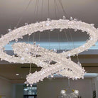 Modern 3 - Ring Halo Crystal Chandelier for Living Room/Bedroom - 1 Ring/D19.7"*H118.1"Warm LightBlushlighting