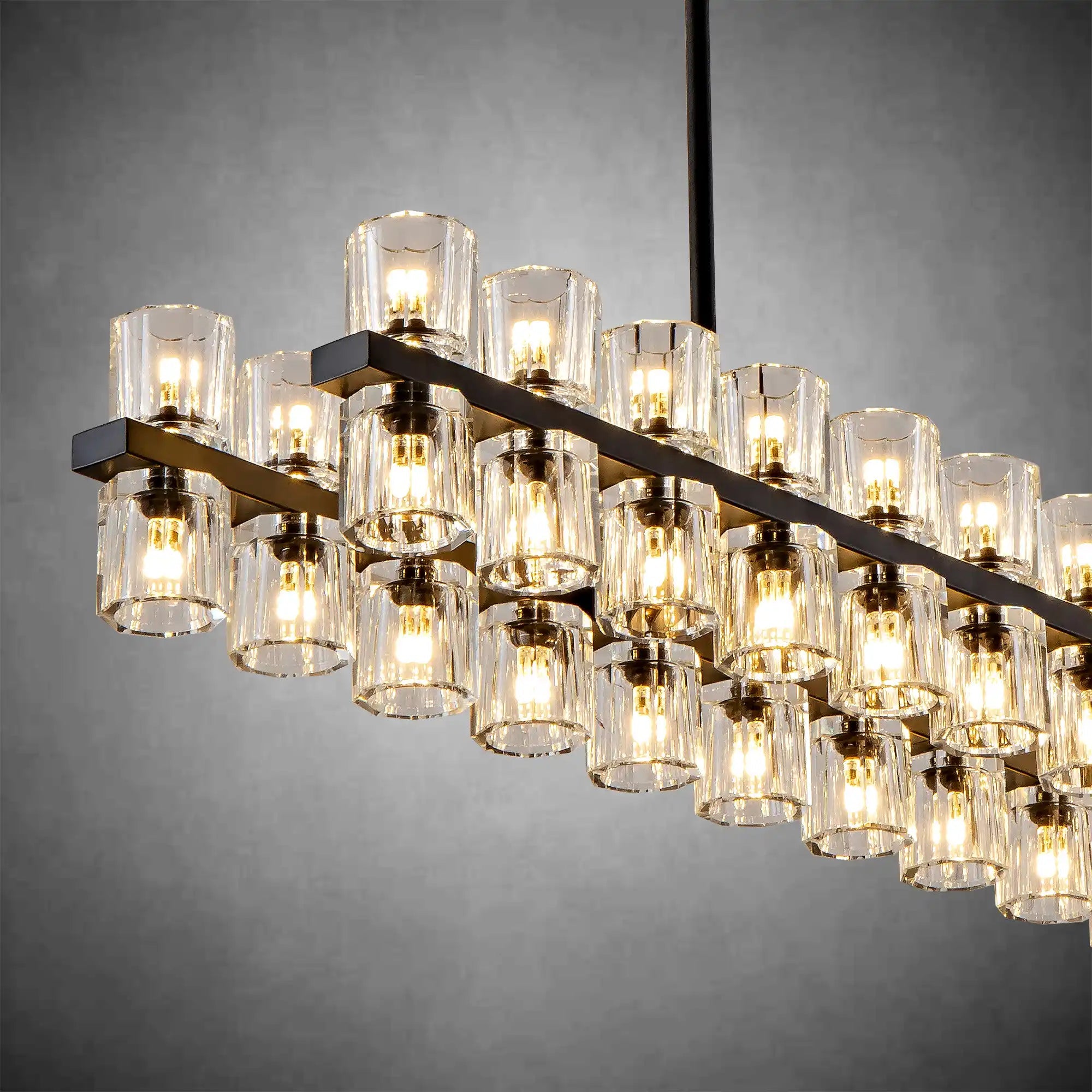 Modern 72" Rectangle K9 Crystal Chandelier for Dining Room - 72inBlackBlushlighting