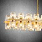 Modern 72" Rectangle K9 Crystal Chandelier for Dining Room - 72inBlackBlushlighting