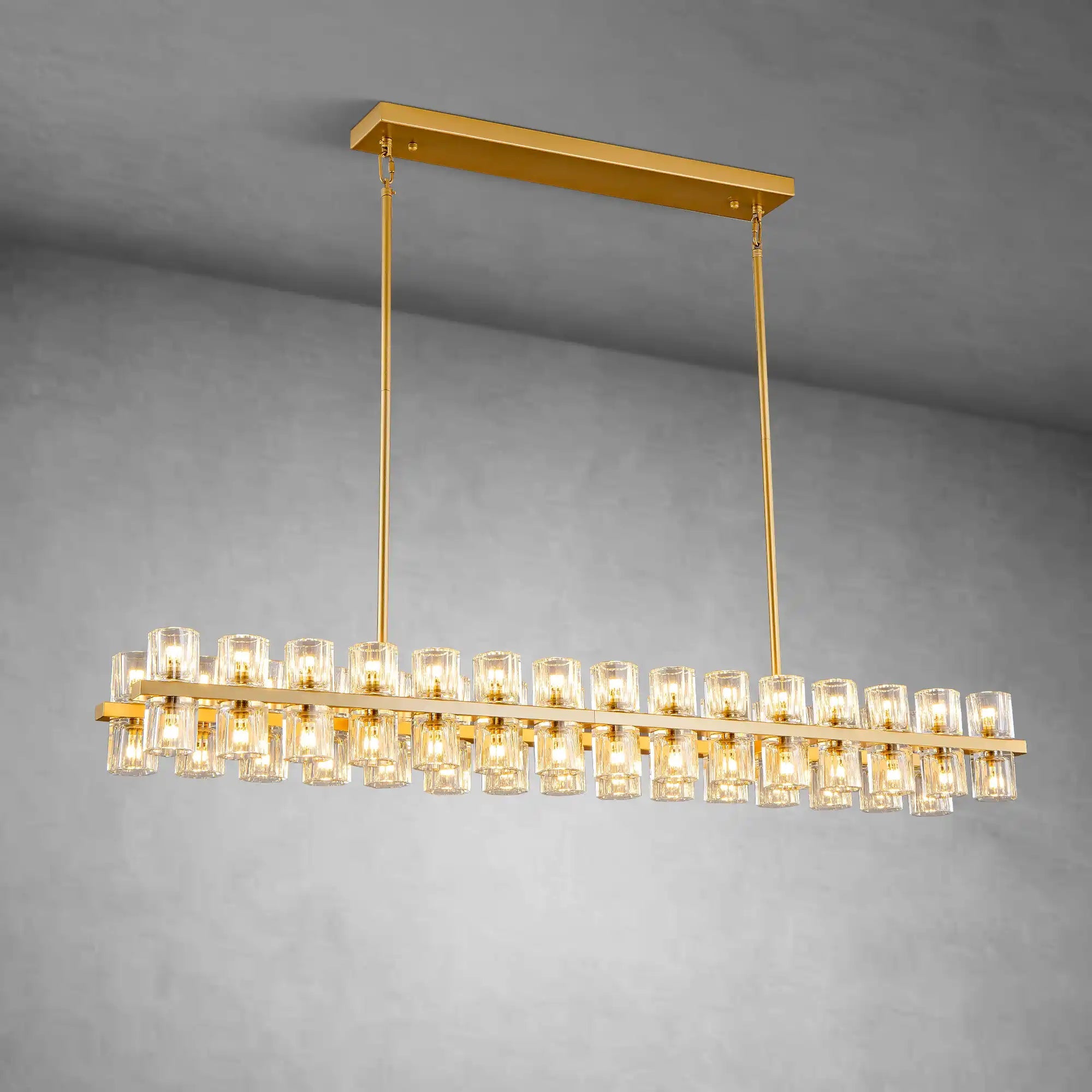 Modern 72" Rectangle K9 Crystal Chandelier for Dining Room - 72inGoldBlushlighting