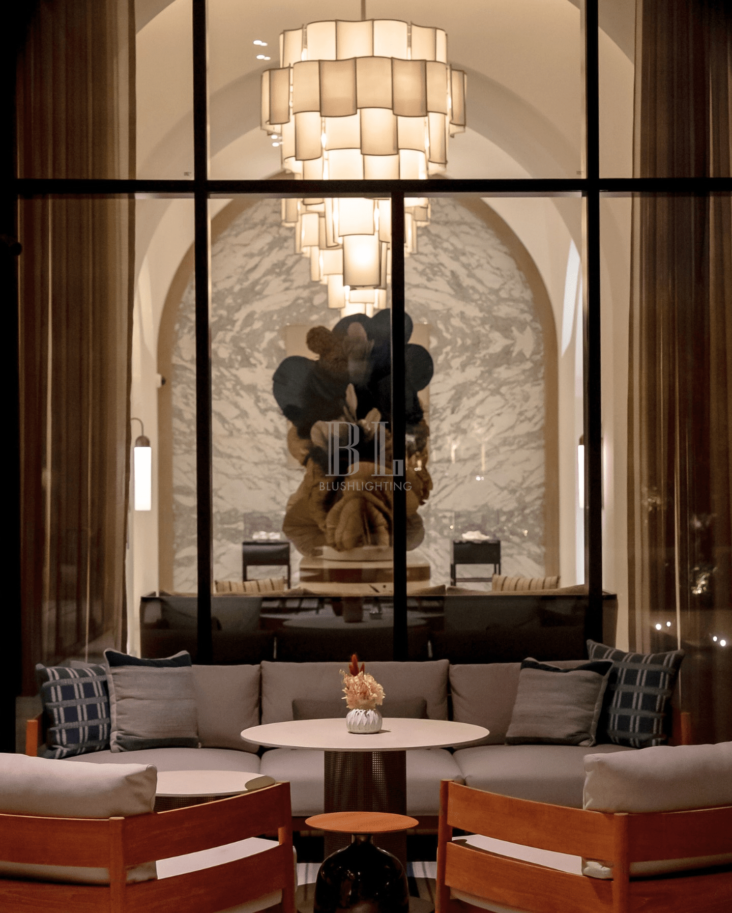 Modern Acrylic Tile Chandelier for High-ceiling - 6 Tier/D47.2"*H37.4"Blushlighting