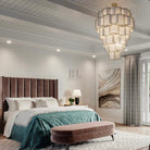 Modern Acrylic Tile Chandelier for High-ceiling - 6 Tier/D47.2"*H37.4"Blushlighting