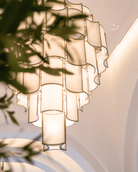 Modern Acrylic Tile Chandelier for High-ceiling - 6 Tier/D47.2"*H37.4"Blushlighting