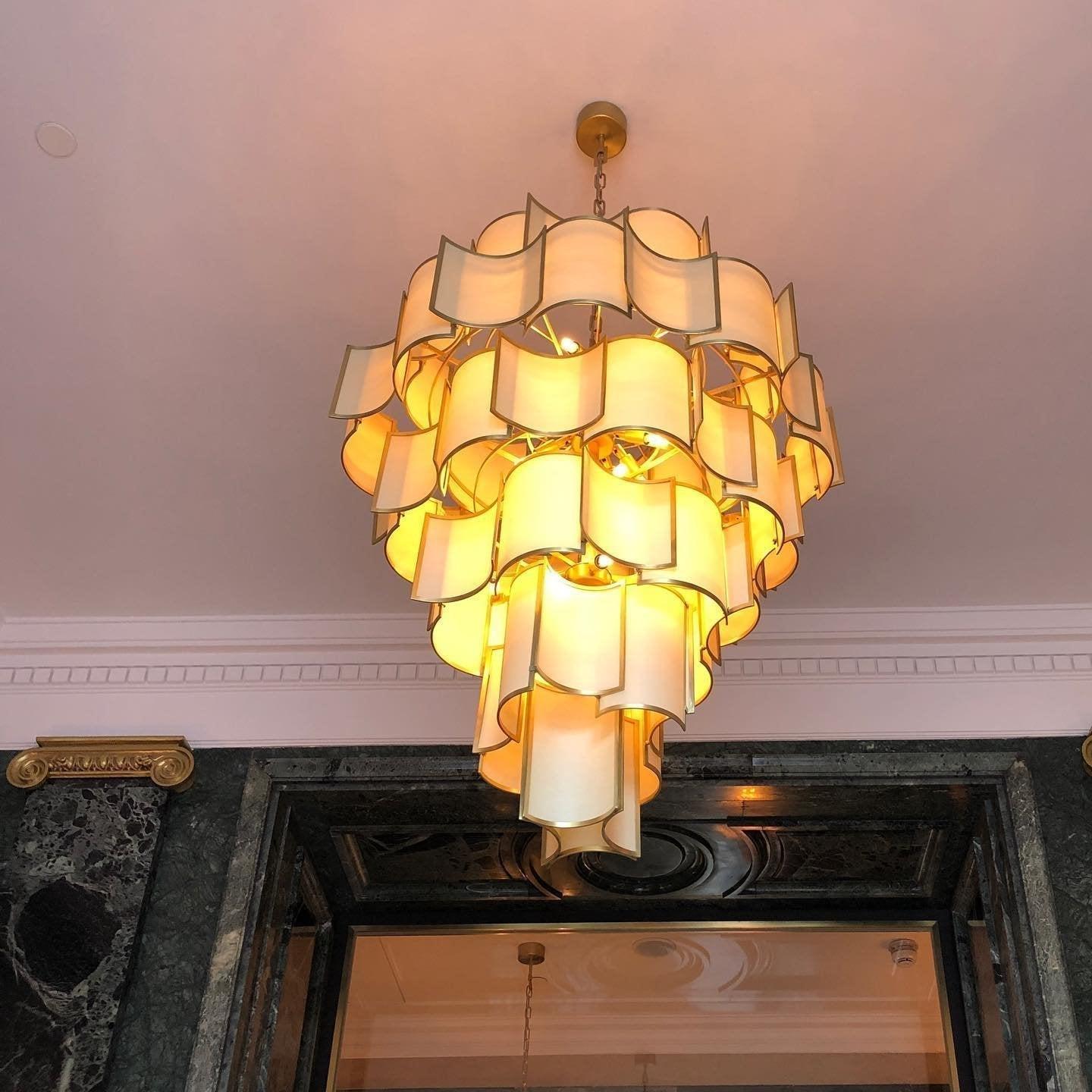 Modern Acrylic Tile Chandelier for High-ceiling - 6 Tier/D47.2"*H37.4"Blushlighting