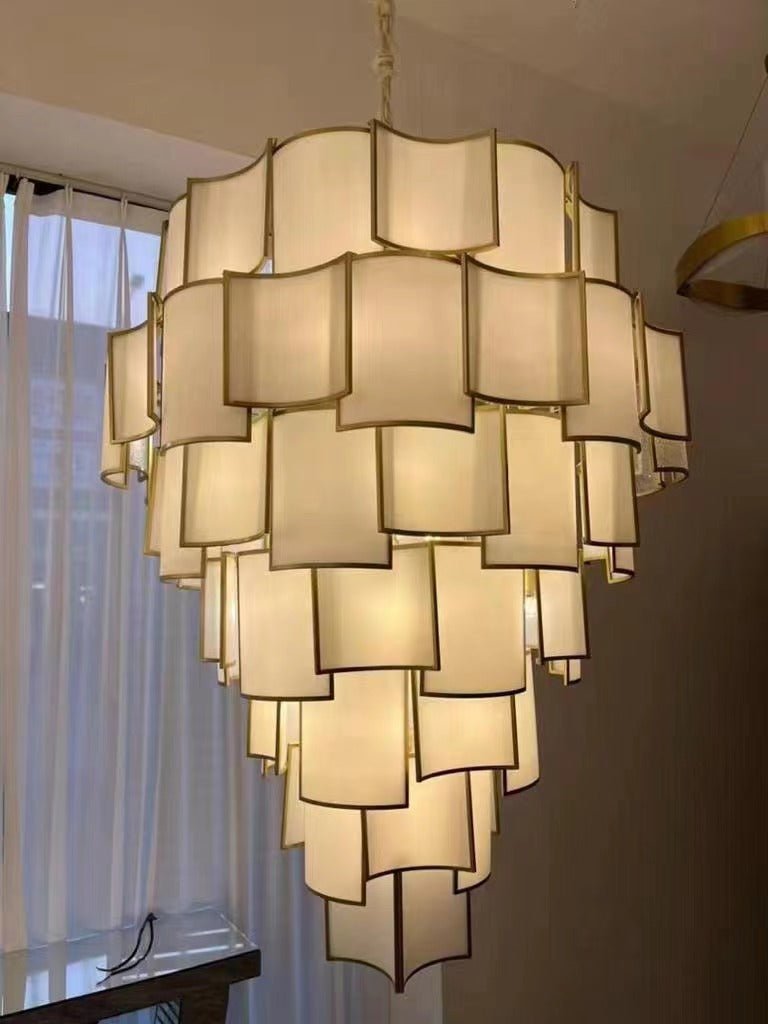 Modern Acrylic Tile Chandelier for High-ceiling - 6 Tier/D47.2"*H37.4"Blushlighting