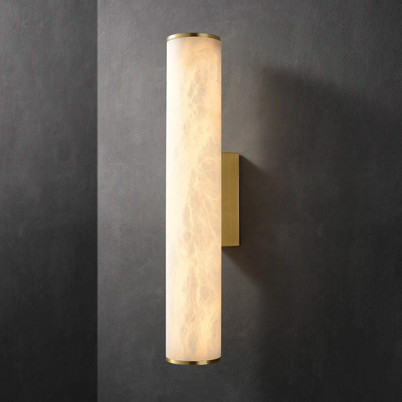 Modern Alabaster Bathroom Sconce - SmallBrassBlushlighting