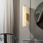 Modern Alabaster Bathroom Sconce - LargeBrassBlushlighting