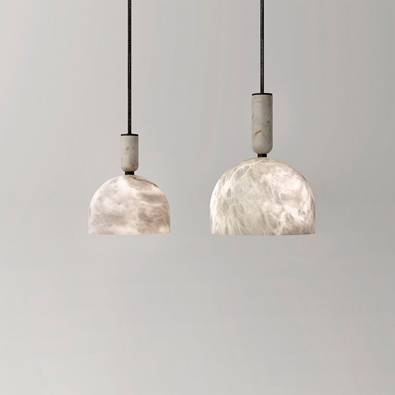 Modern Alabaster Bedside Pendant Light, Bedroom Pendant Lamp - LargeBlushlighting