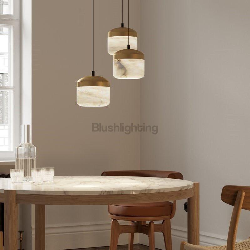Modern Alabaster Pendant Lamp For Staircase, Kitchen Pendant Light - 3 LightsBlushlighting