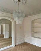 Modern Art Design 3/4/5/7-Tier Hand-blown Glass Tiered Chandelier - 3-Tier/D26.5"*H22"ClearWarm LightBlushlighting