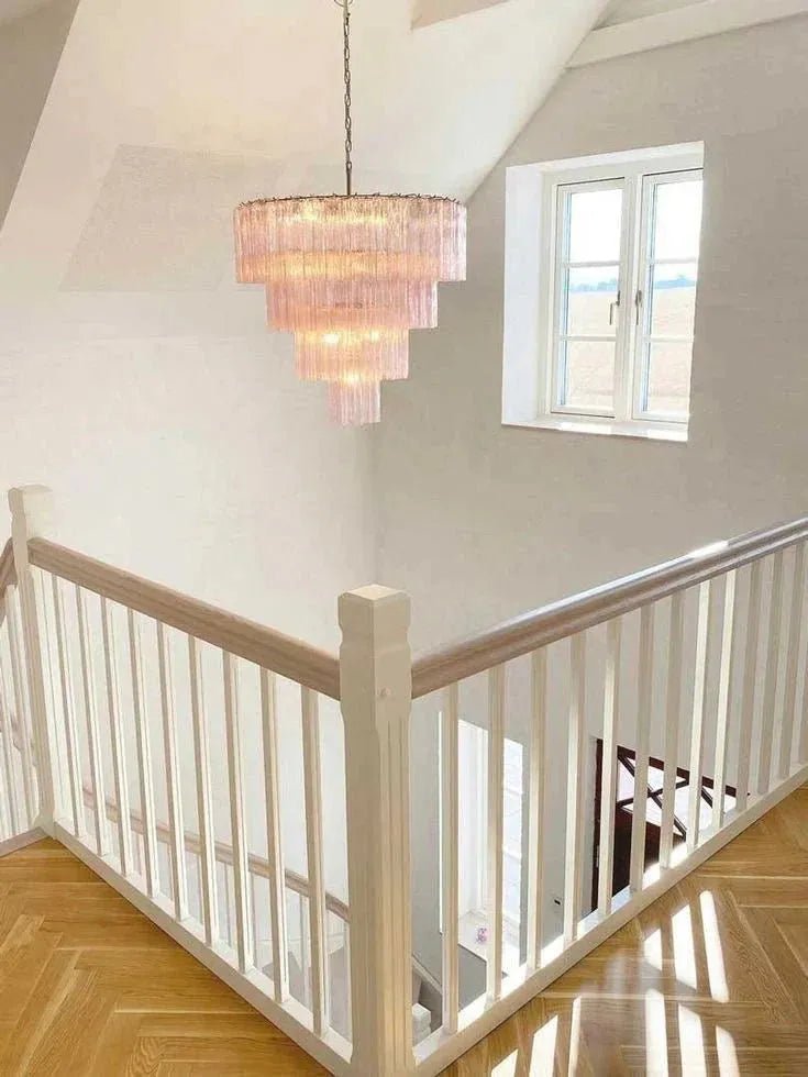 Modern Art Design 3/4/5/7-Tier Hand-blown Glass Tiered Chandelier - 3-Tier/D26.5"*H22"ClearWarm LightBlushlighting