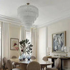 Modern Art Design 3/4/5/7 - Tier Hand - blown Glass Tiered Chandelier - 5 - Tier/D29.88"*H31.5"ClearWarm LightBlushlighting