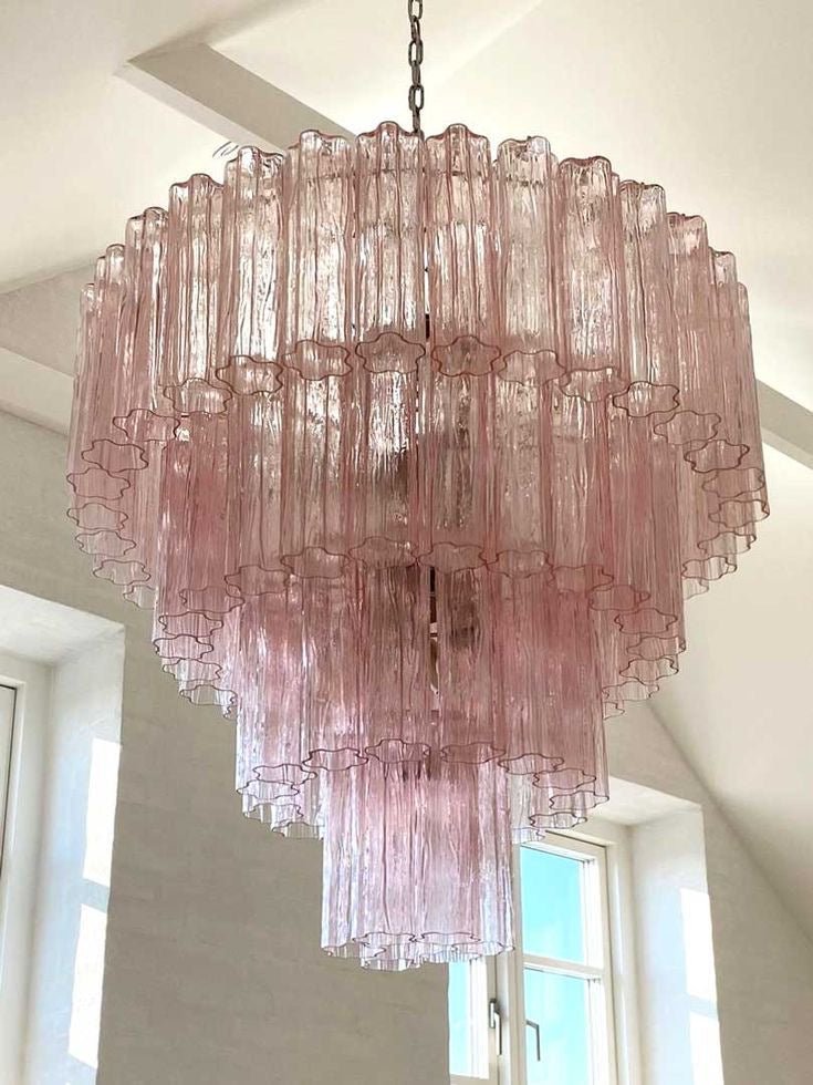 Modern Art Design 3/4/5/7 - Tier Hand - blown Glass Tiered Chandelier - 4 - Tier/D33.5"*H35"PinkWarm LightBlushlighting