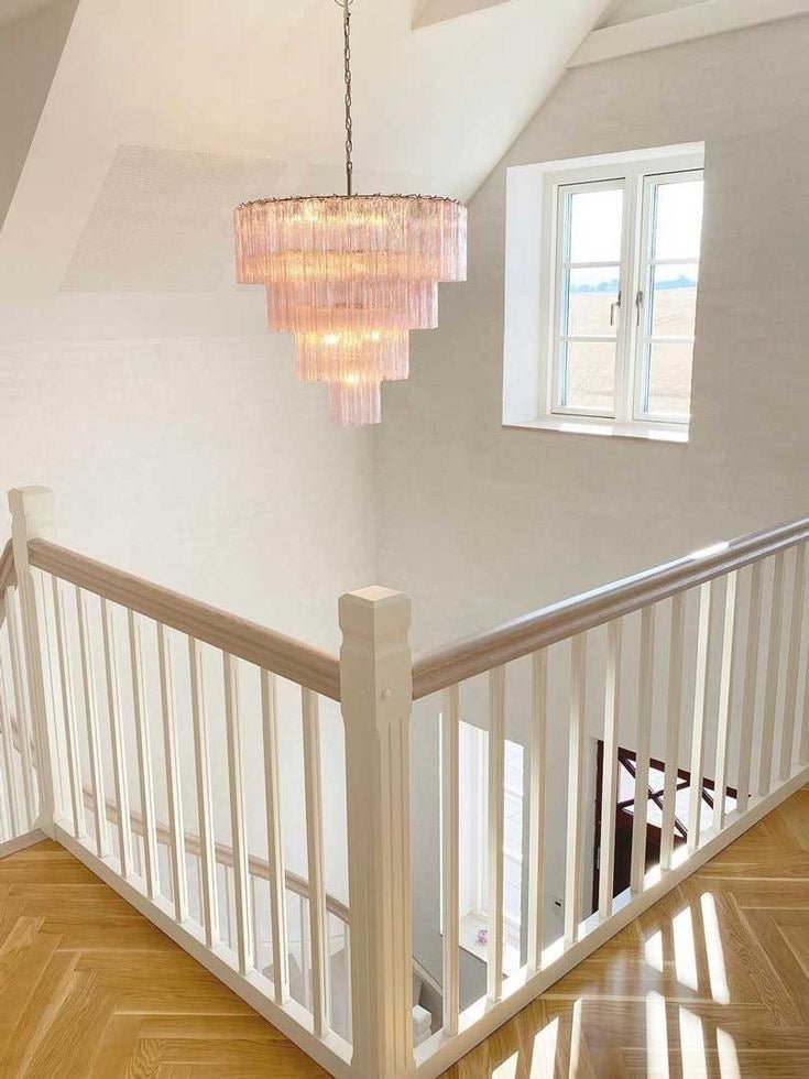 Modern Art Design 3/4/5/7 - Tier Hand - blown Glass Tiered Chandelier - 4 - Tier/D33.5"*H35"PinkWarm LightBlushlighting