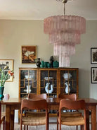 Modern Art Design 3/4/5/7-Tier Hand-blown Glass Tiered Chandelier - 3-Tier/D26.5"*H22"ClearWarm LightBlushlighting