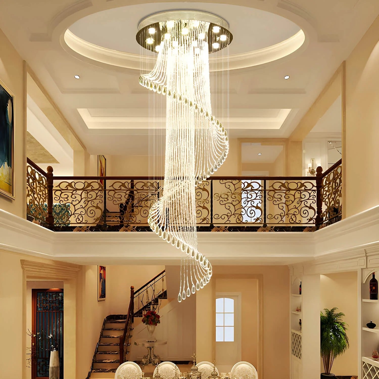 Modern Art Design Crystal Spiral Raindrop Chandelier - Blushlighting