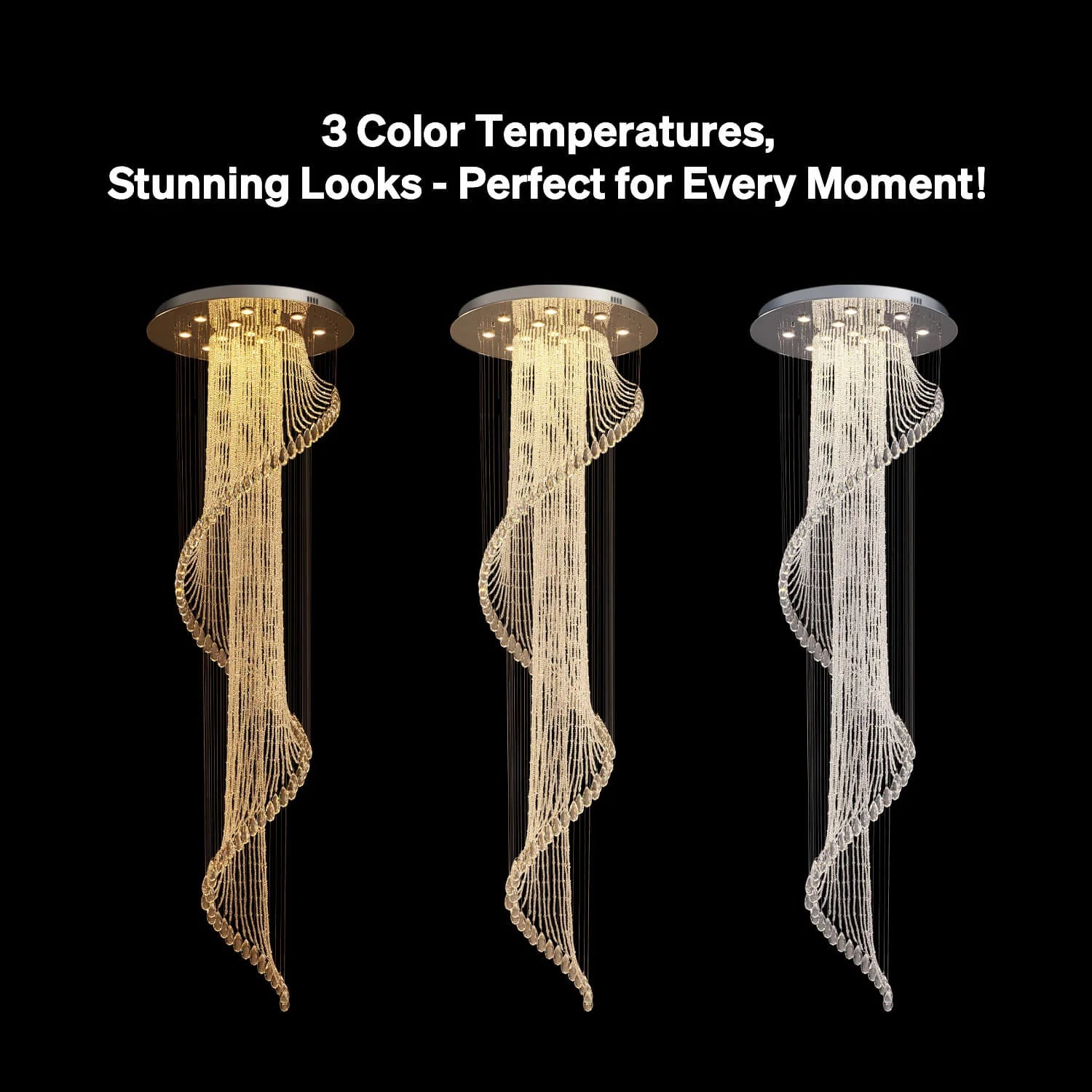 Modern Art Design Crystal Spiral Raindrop Chandelier - Blushlighting