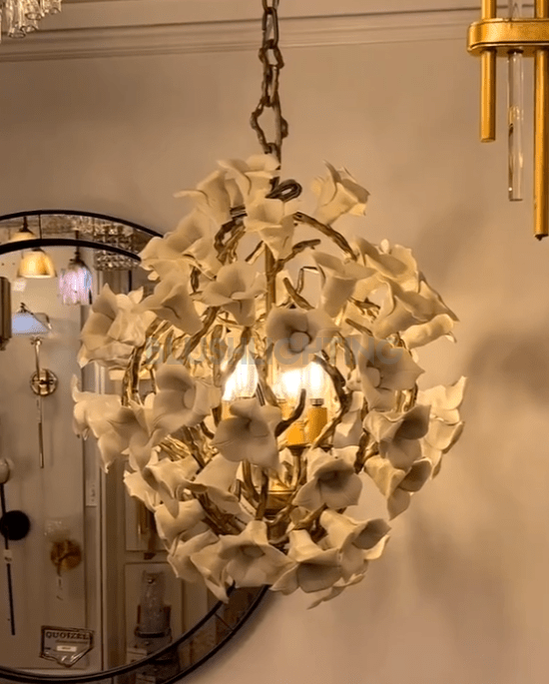 Modern Art Design Lily Ceramic Flower Chandelier for Low-ceiling-Blushlighting-Blushlighting