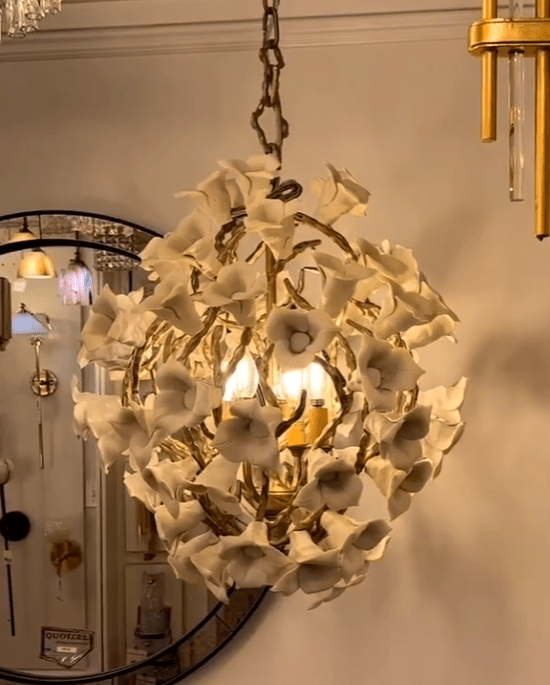 Modern Art Design Lily Ceramic Flower Chandelier for Low-ceiling-Blushlighting-Blushlighting