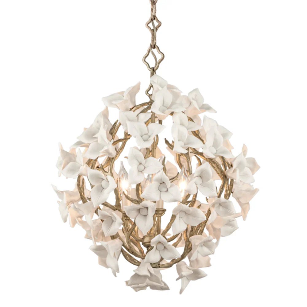 Modern Art Design Lily Ceramic Flower Chandelier for Low-ceiling-Blushlighting-4 Lights/D18.5"*H20"-Warm Light-Blushlighting