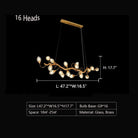 16Heads: L47.2"*W16.5"*H17.7" chandelier,chandeliers,pendant,ceiling,chain,adjustable,long table,big table,big,huge,large,oversize,eggs,branch,brass,glass,air bubble,art