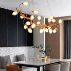 Modern Art Extra Large Branch Style Chandelier with Clear Bubble Glass Eggs for Dining Room and Living Room - 12 Lights: L39.4"*W16.5"*H17.7"Warm LightBlushlighting