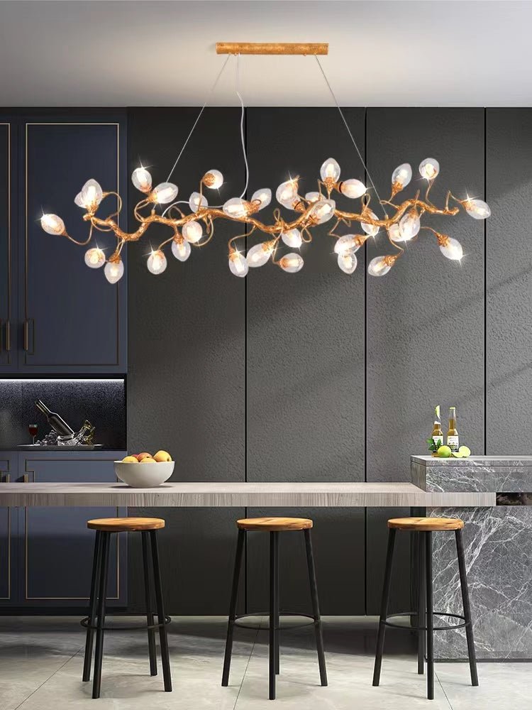 Modern Art Extra Large Branch Style Chandelier with Clear Bubble Glass Eggs for Dining Room and Living Room - 21 Lights: L59.0"*W16.5"*H17.7"Warm LightBlushlighting