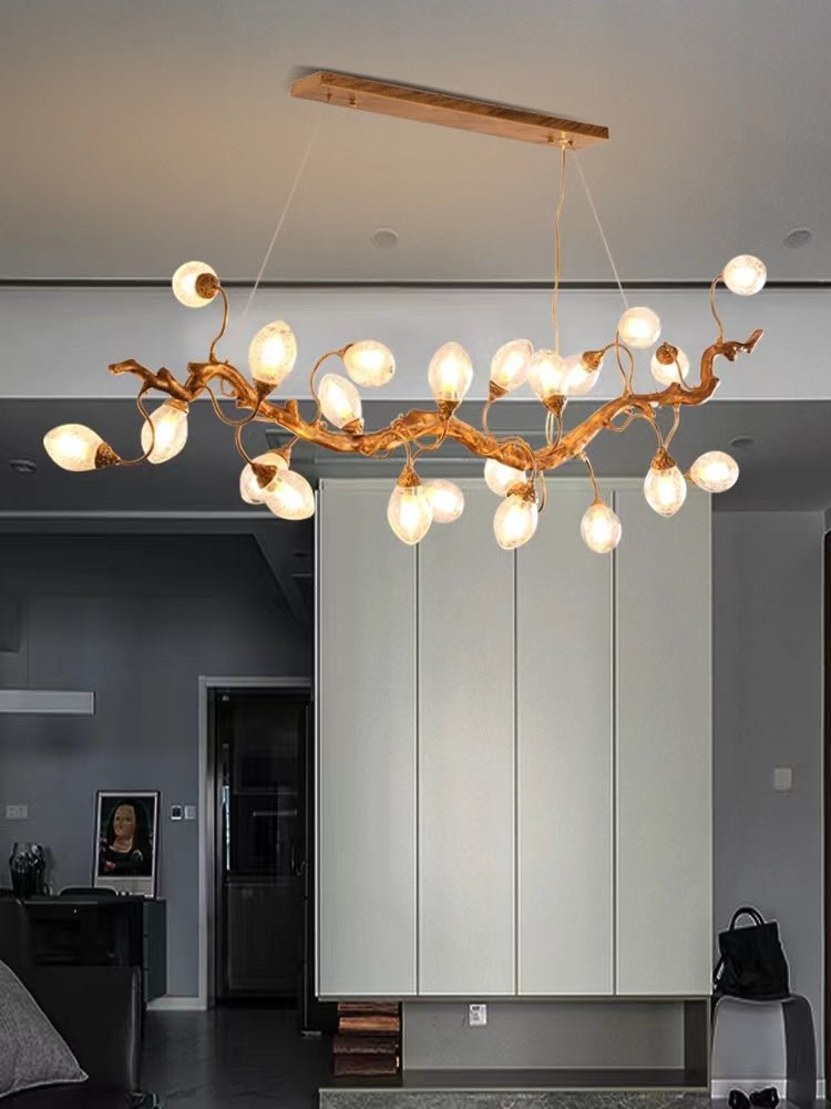 Modern Art Extra Large Branch Style Chandelier with Clear Bubble Glass Eggs for Dining Room and Living Room - 16 Lights: L47.2"*W16.5"*H17.7"Warm LightBlushlighting