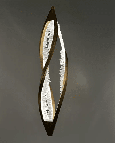 Modern Artistic DNA Twisted Leaf Natural Crystal Cluster Chandelier - D6.30"*H23.62"(D16cm*H60cm)Warm LightBlushlighting