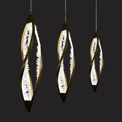 Modern Artistic DNA Twisted Leaf Natural Crystal Cluster Chandelier - D6.30"*H23.62"(D16cm*H60cm)Warm LightBlushlighting