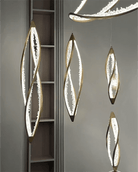 Modern Artistic DNA Twisted Leaf Natural Crystal Cluster Chandelier - D6.30"*H23.62"(D16cm*H60cm)Warm LightBlushlighting