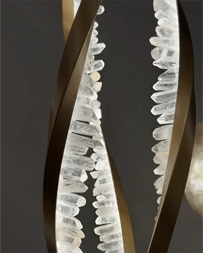 Modern Artistic DNA Twisted Leaf Natural Crystal Cluster Chandelier - D6.30"*H23.62"(D16cm*H60cm)Warm LightBlushlighting